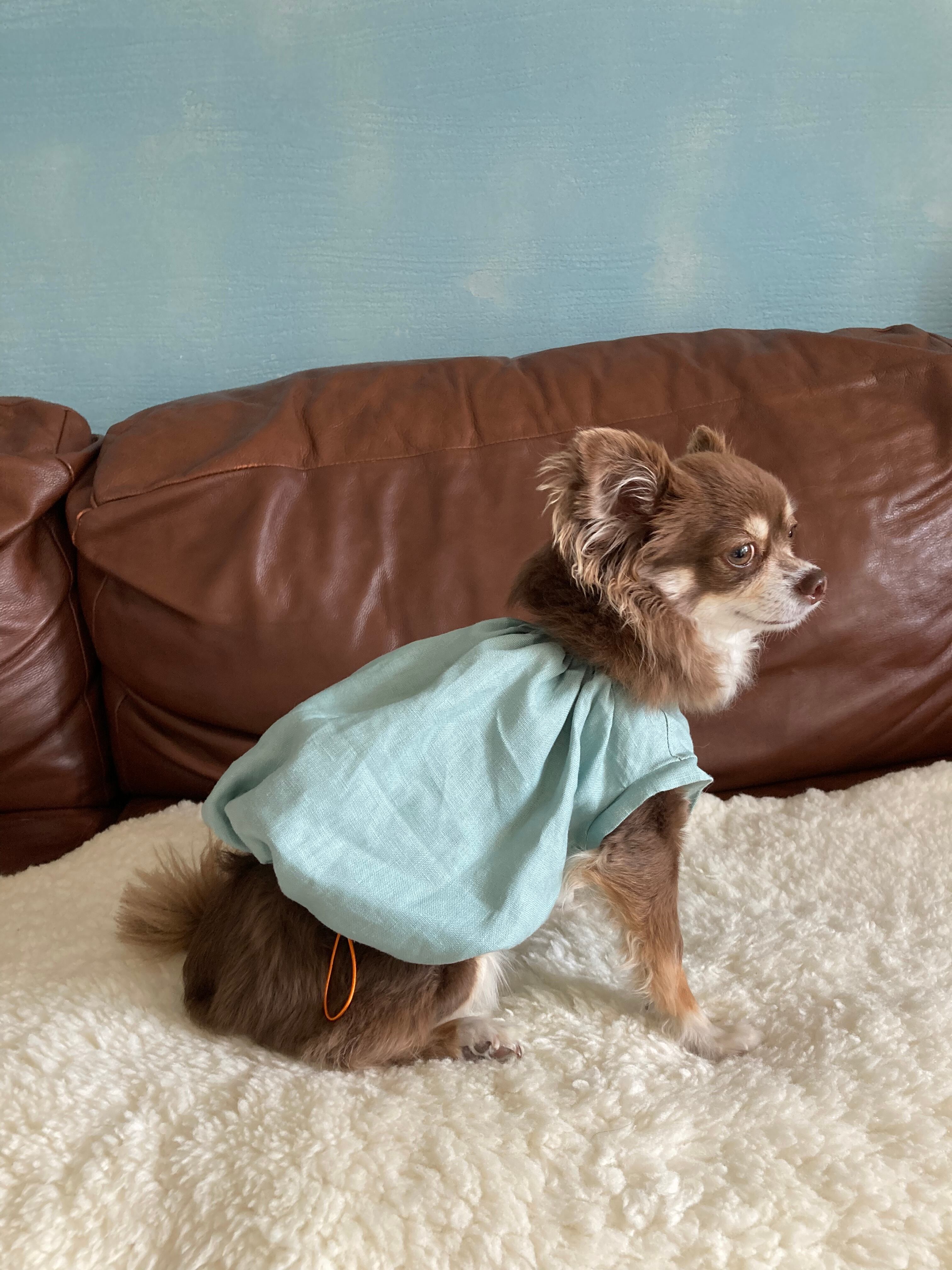 No.28 ハンドメイド犬服 ダブルガーゼのキャミバルーンワンピ