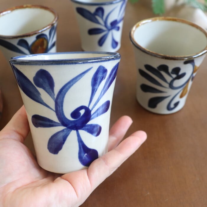 ametuchi アメツチ 小鉢 フリーカップ 青花唐草 2個 やちむん 陶眞窯 フリーカップ 唐草 Yachimun Cup Arabesque #411 | 和