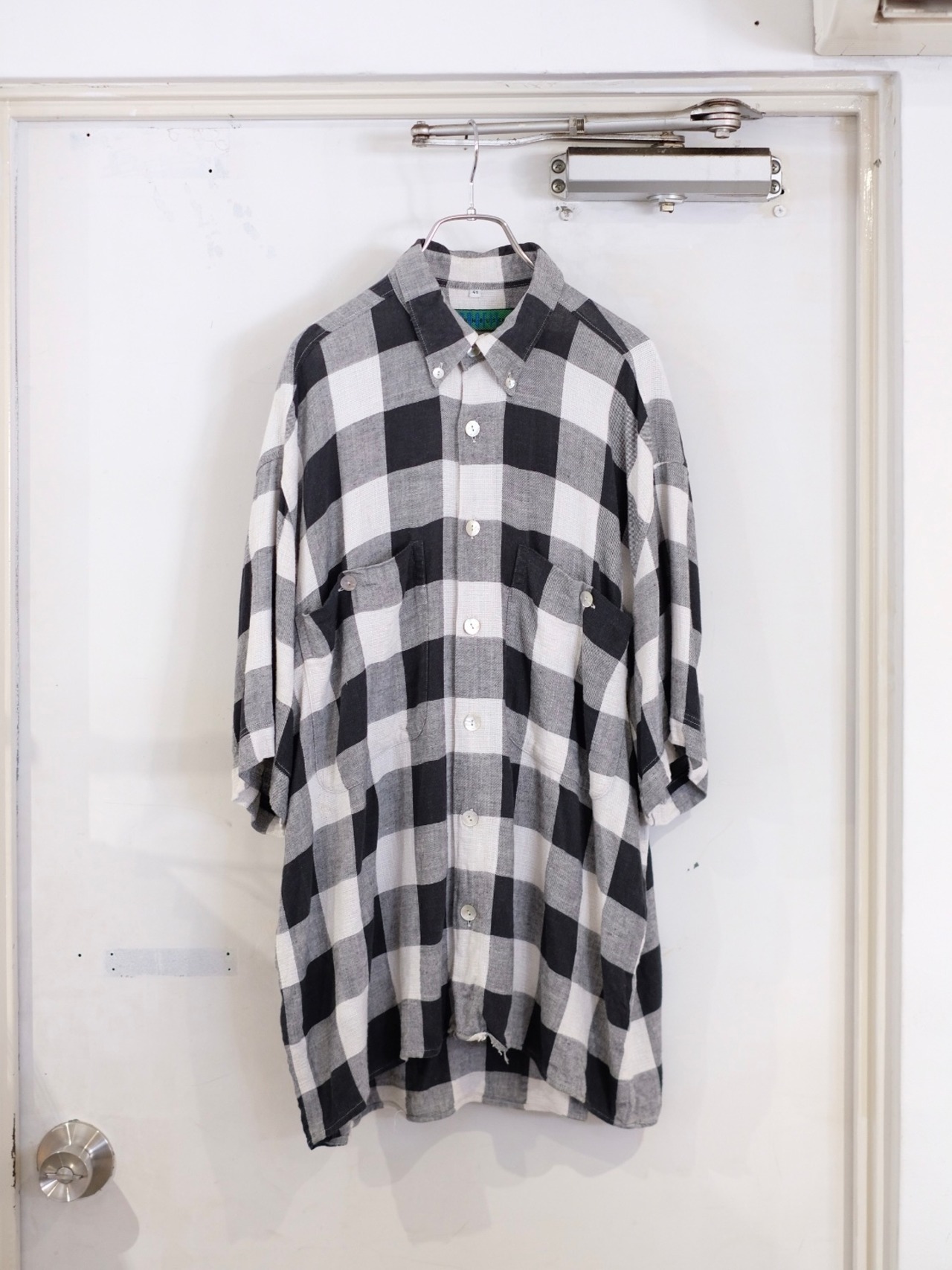 cotton linen plaid s/s shirt