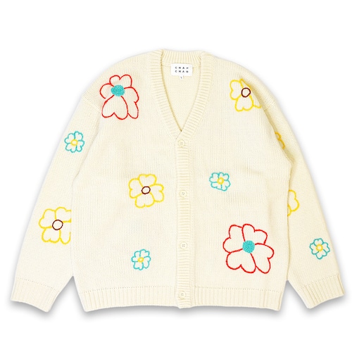 ［Online Store Limited］ HEART FLOWER HAND EMBROIDERY CARDIGAN -IVORY-