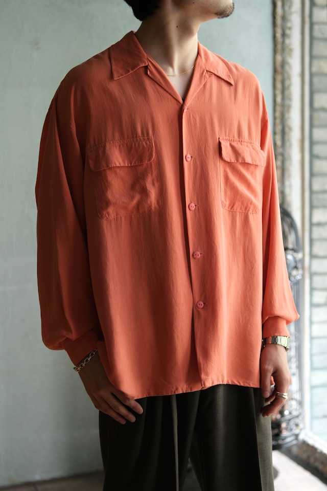 Utah/90's "VOTRE NOM PARIS” all silk open color shirt