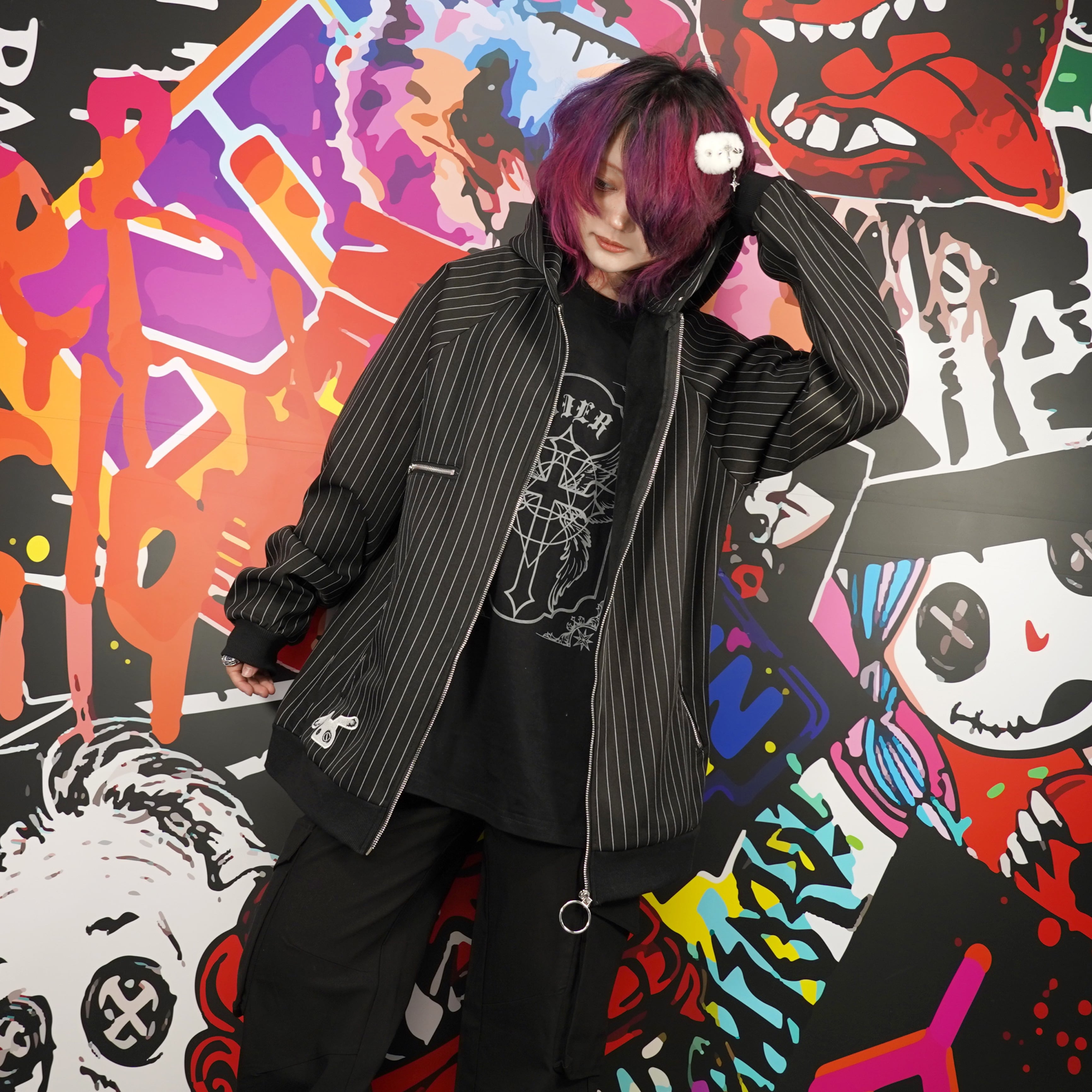 早い者勝ちプレゼント70%OFF》裏起毛RING ZIP PINSTRIPE CHAIN OUTER