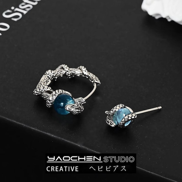 【YAOCHENシリーズ】★耳飾り★ ピアス ペア ヘビ 蛇 アクセサリー 男女兼用 メンズ レディース