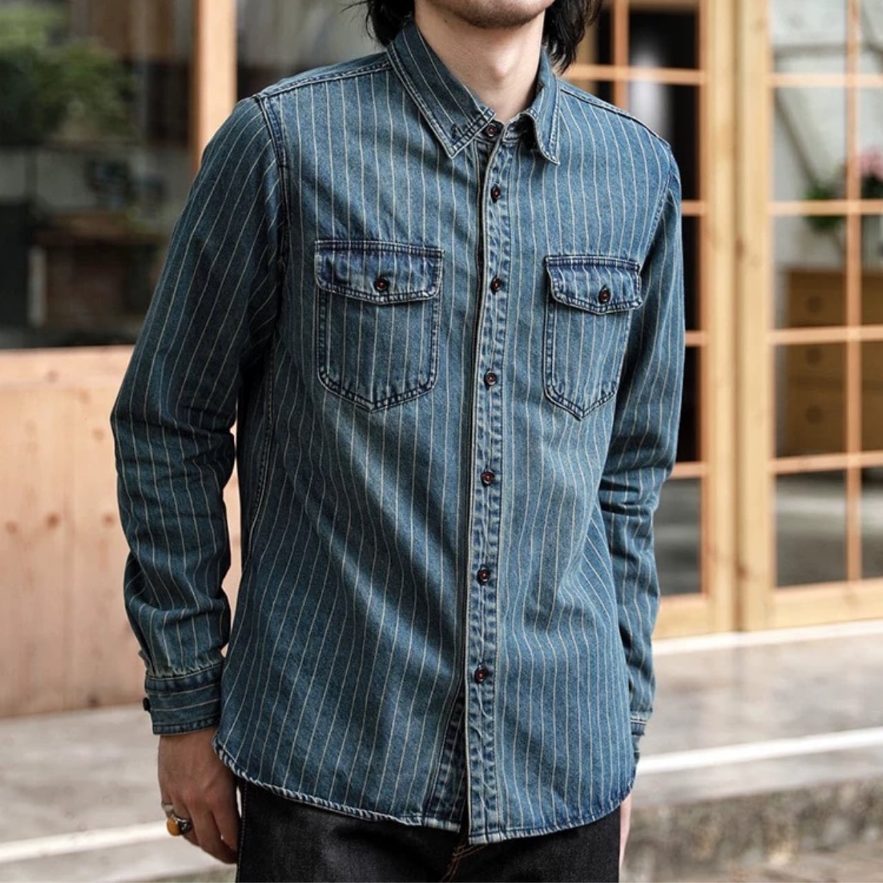 ストライプ ボタンダウン シャツ 00122