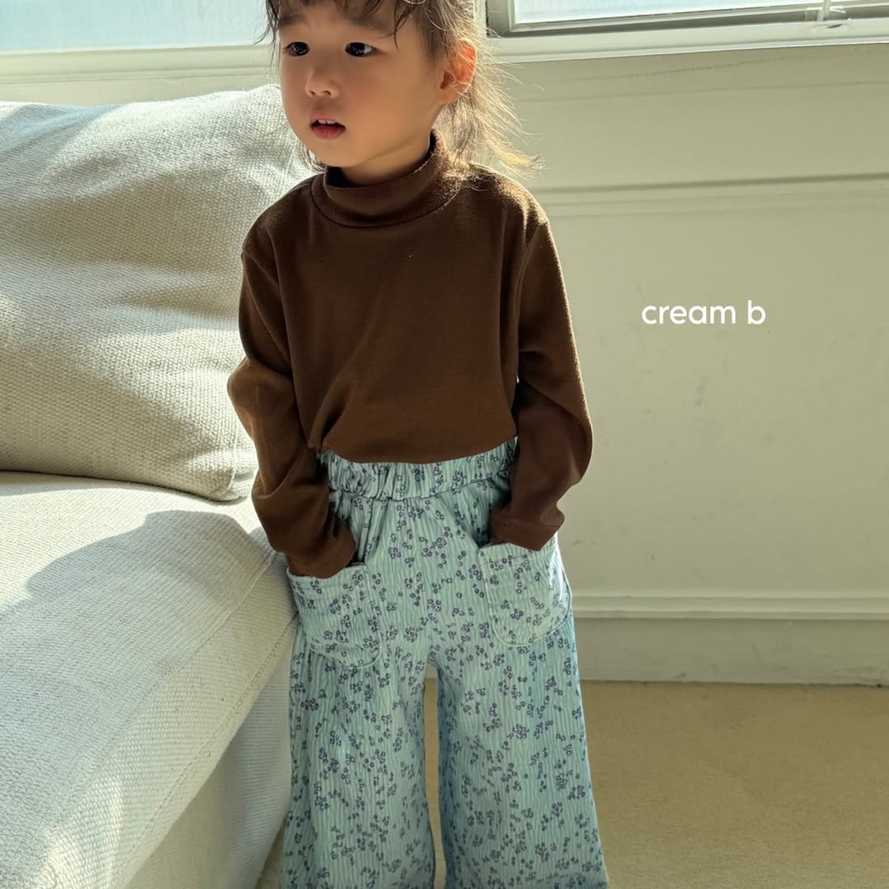 韓国子供服 / 26winter / cream bbang / 裏起毛ハーフネックTシャツ / キッズ / 冬服 *XXS~JS*