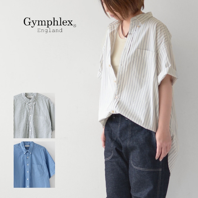 Gymphlex [ジムフレックス] M B.D. SHIRT S/S STRIPE [GY-B0157MUL] ボタンダウンシャツ 半袖・半袖シャツ・ストライプシャツ・コットンシャツ・MEN'S [2023SS]