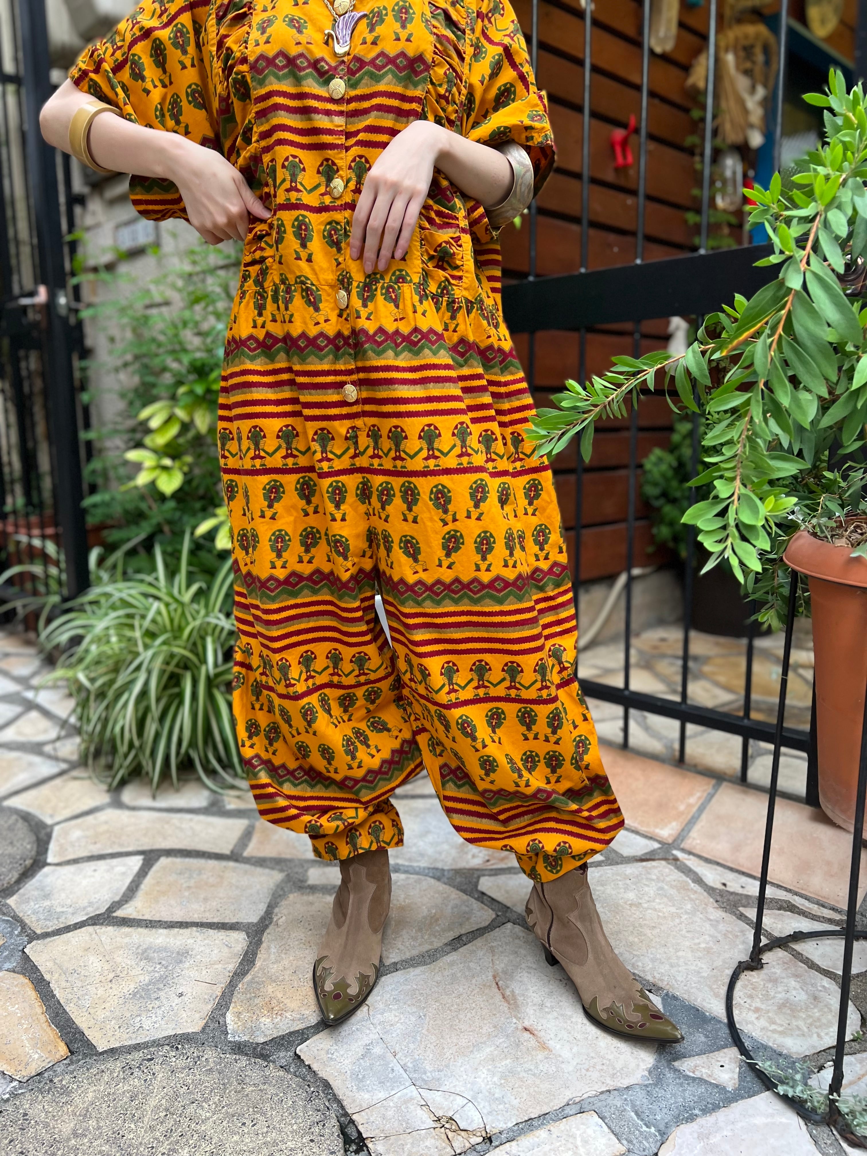 Vintage african super big cotton jumpsuits ( ヴィンテージ