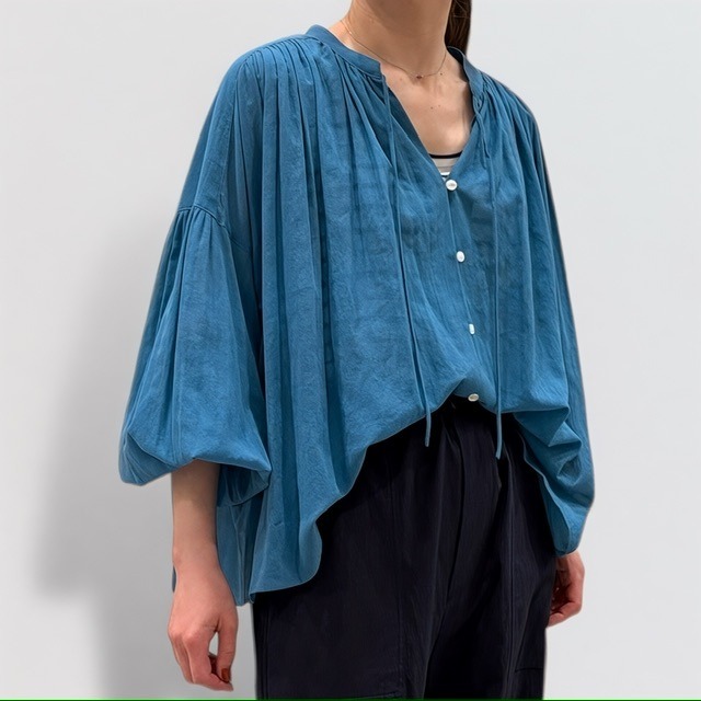cafune cotton chiffon gather blouse