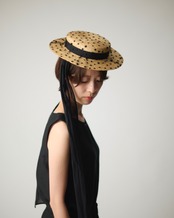 【Joëlle】Dot tulle canotier/ドットチュールハット