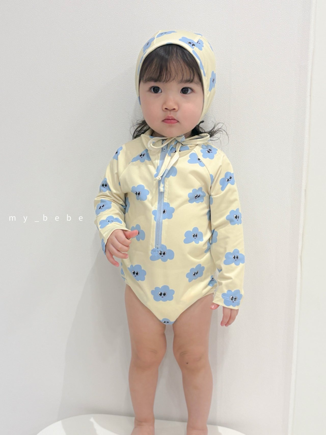 [my_bebe] Zipper rash guard (rash guard + hat / cap set) / [마이베베] 지퍼래쉬가드(래쉬가드+모자SET)