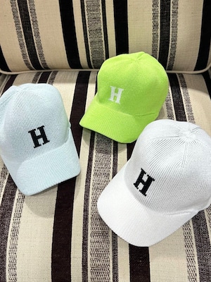 Hロゴキャップ帽［Color:ホワイト,ネオングリーン,ライトブルー］