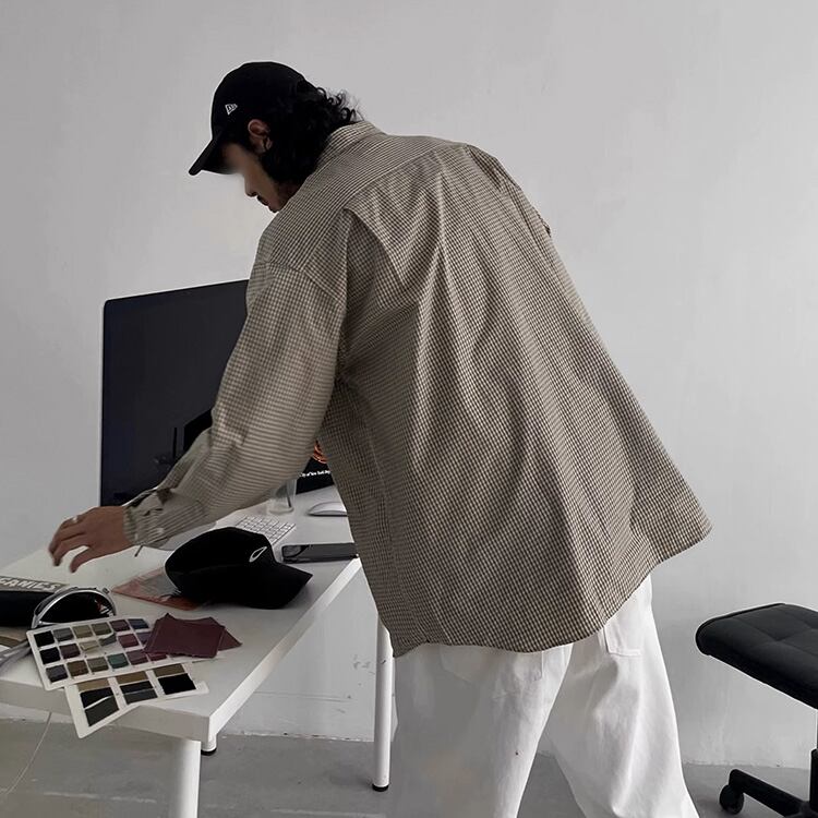 ★AMERICAN RETRO LOOSE CUT BASIC PLAID SHIRT　　　A0728