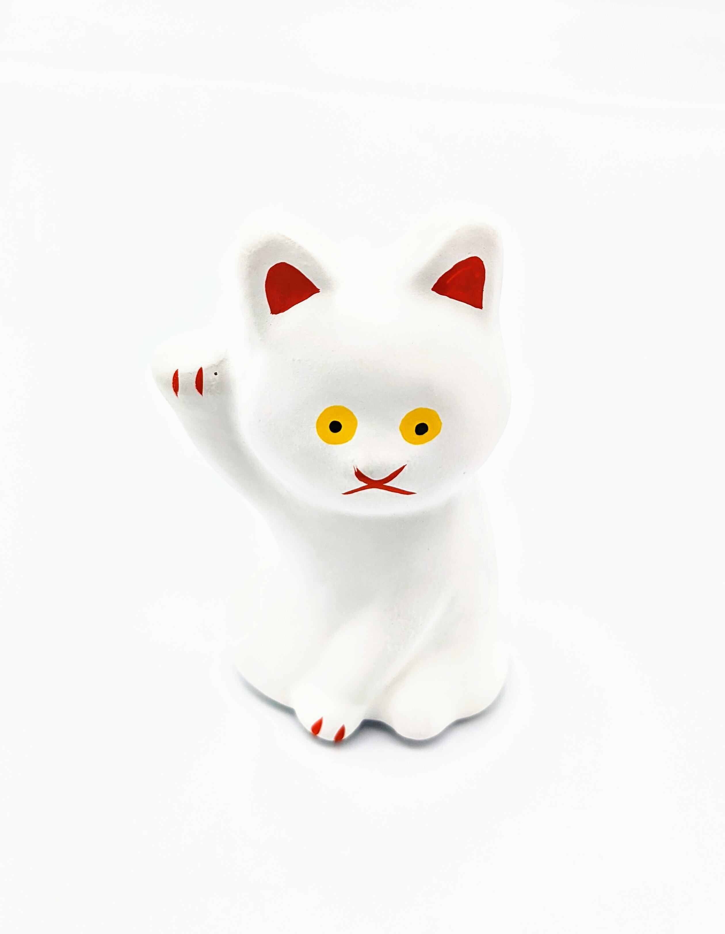 再入荷【真坂人形】（不貞腐れた）招き猫/白 | 風と地の吾