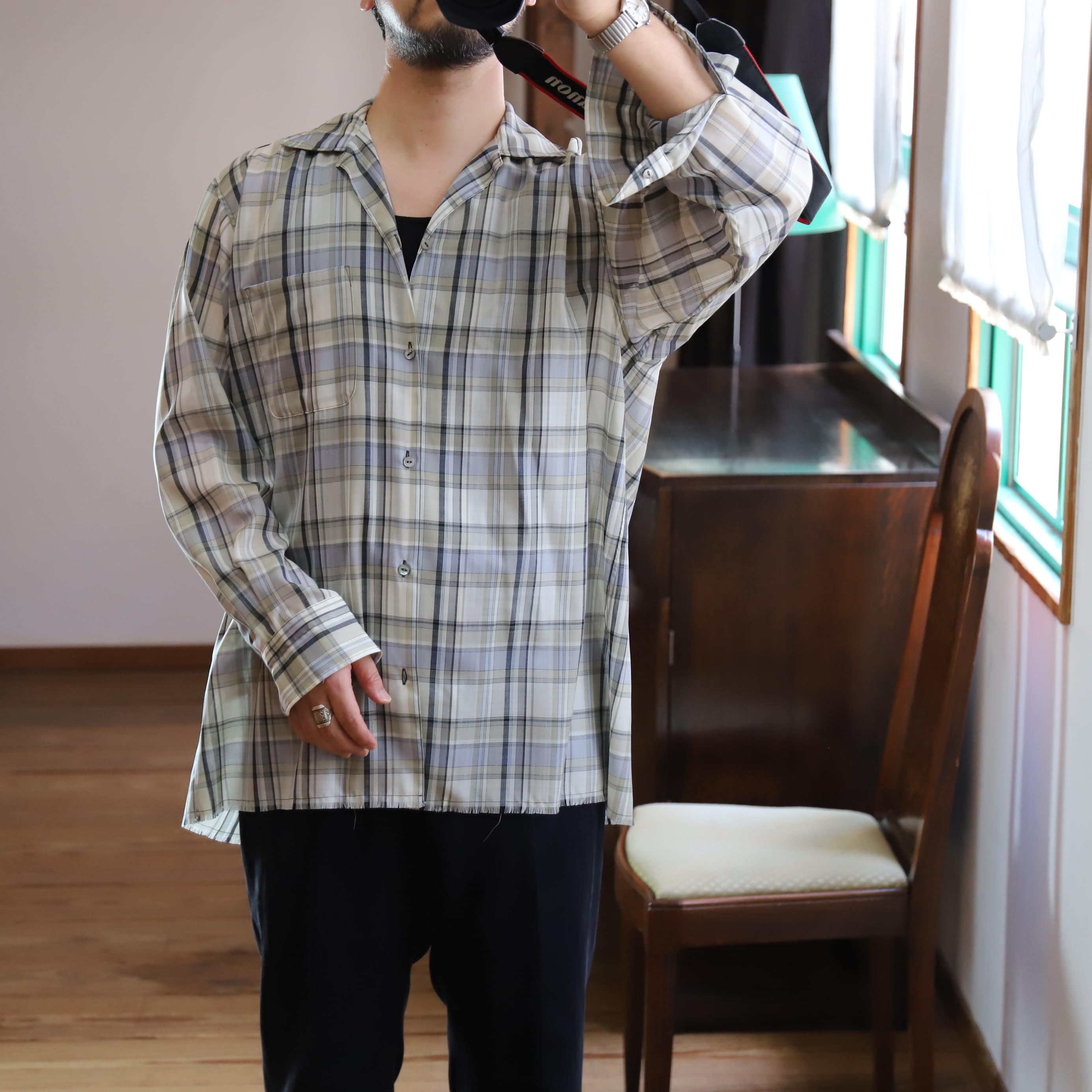 MAATEE&SONS / OPEN COLLAR フリンジ HWOOL CHECK | TIBETAN MARKET