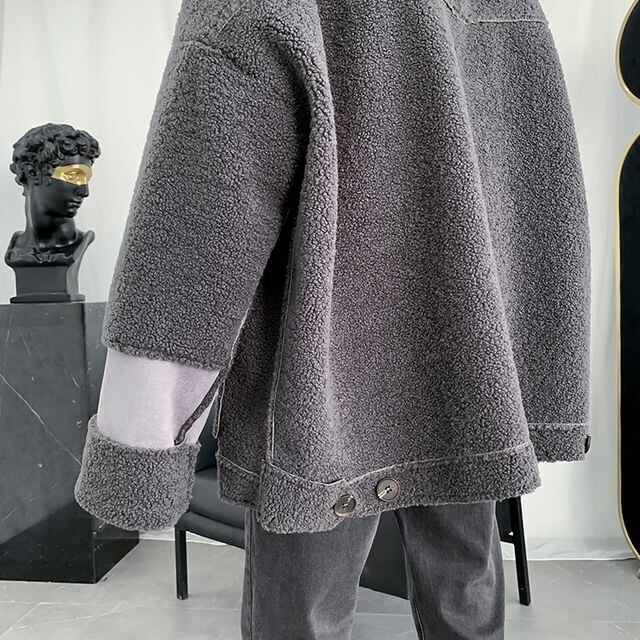 予約販売】ボアジャケット アウター ブルゾン メンズ バイカラー 無地