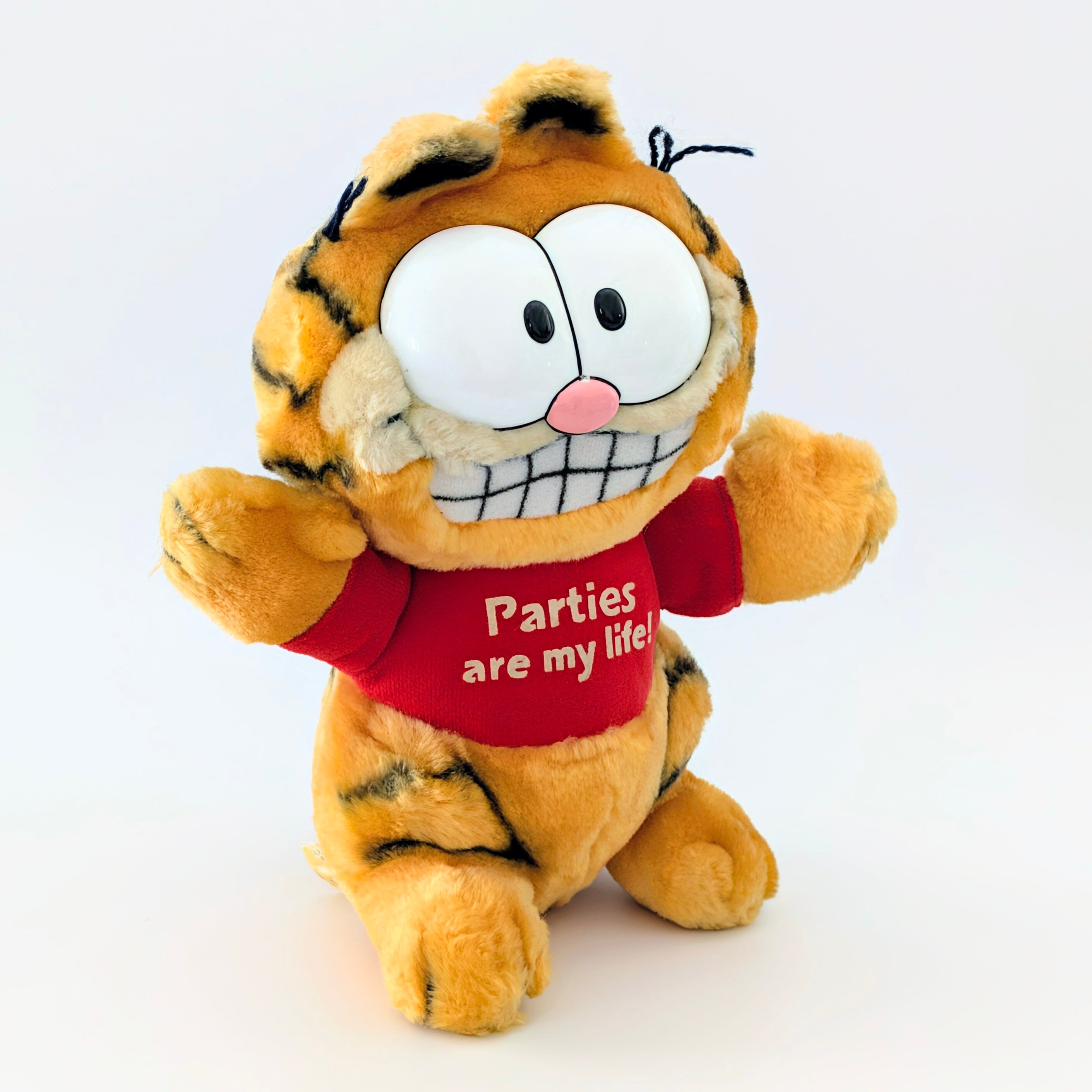 ☆ VINTAGE 1988 ☆【 Garfield ( ガーフィールド ) 】『 Garfield HAPPY HOLIDAYS Parties are my life!（パーティーは俺の人生！）』ガーフィールド10周年記念限定 / ぬいぐるみ / プラッシュ / plush / 1980年代年製 〚アメリカン雑貨 アメトイ〛