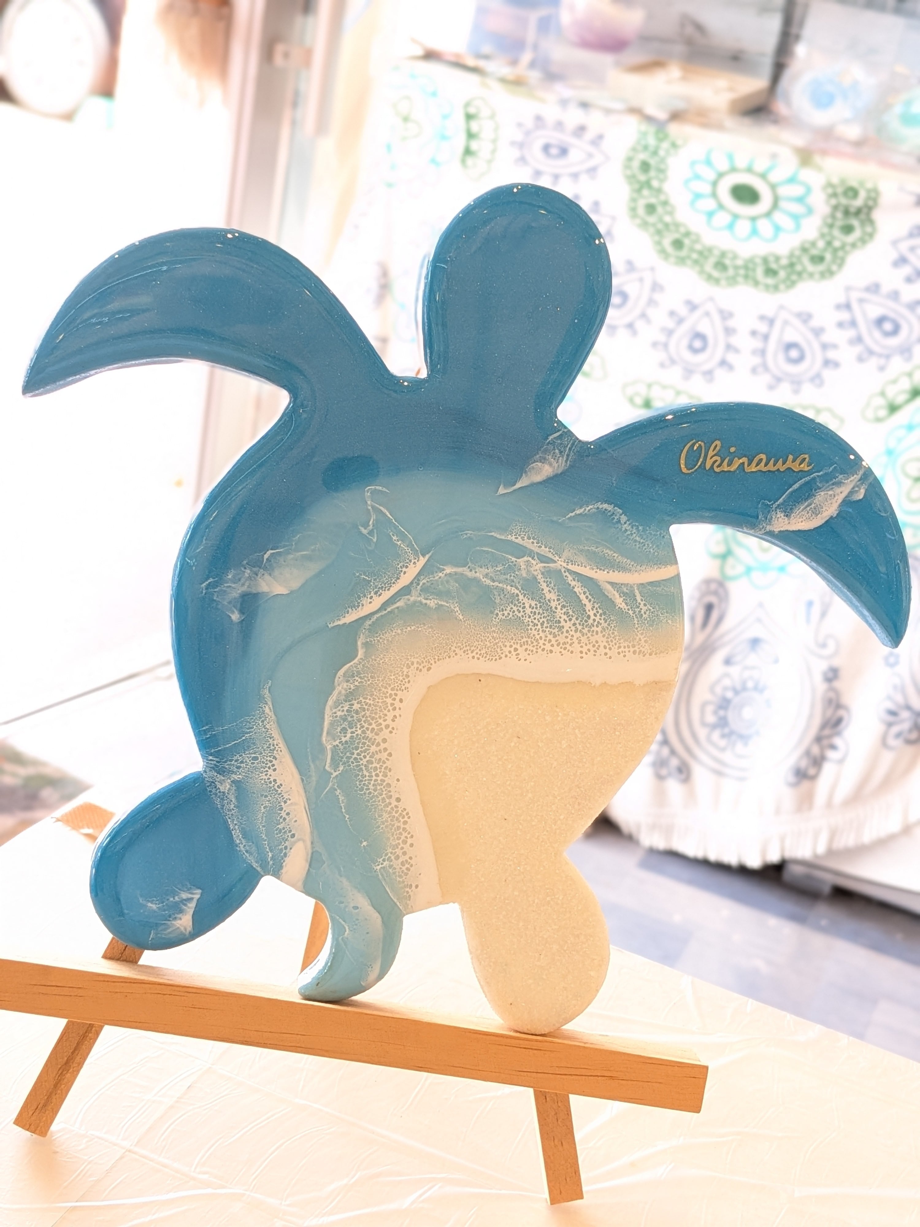 ④ミニシーサー オーシャンアート ターコイズグリーン×エメラルド