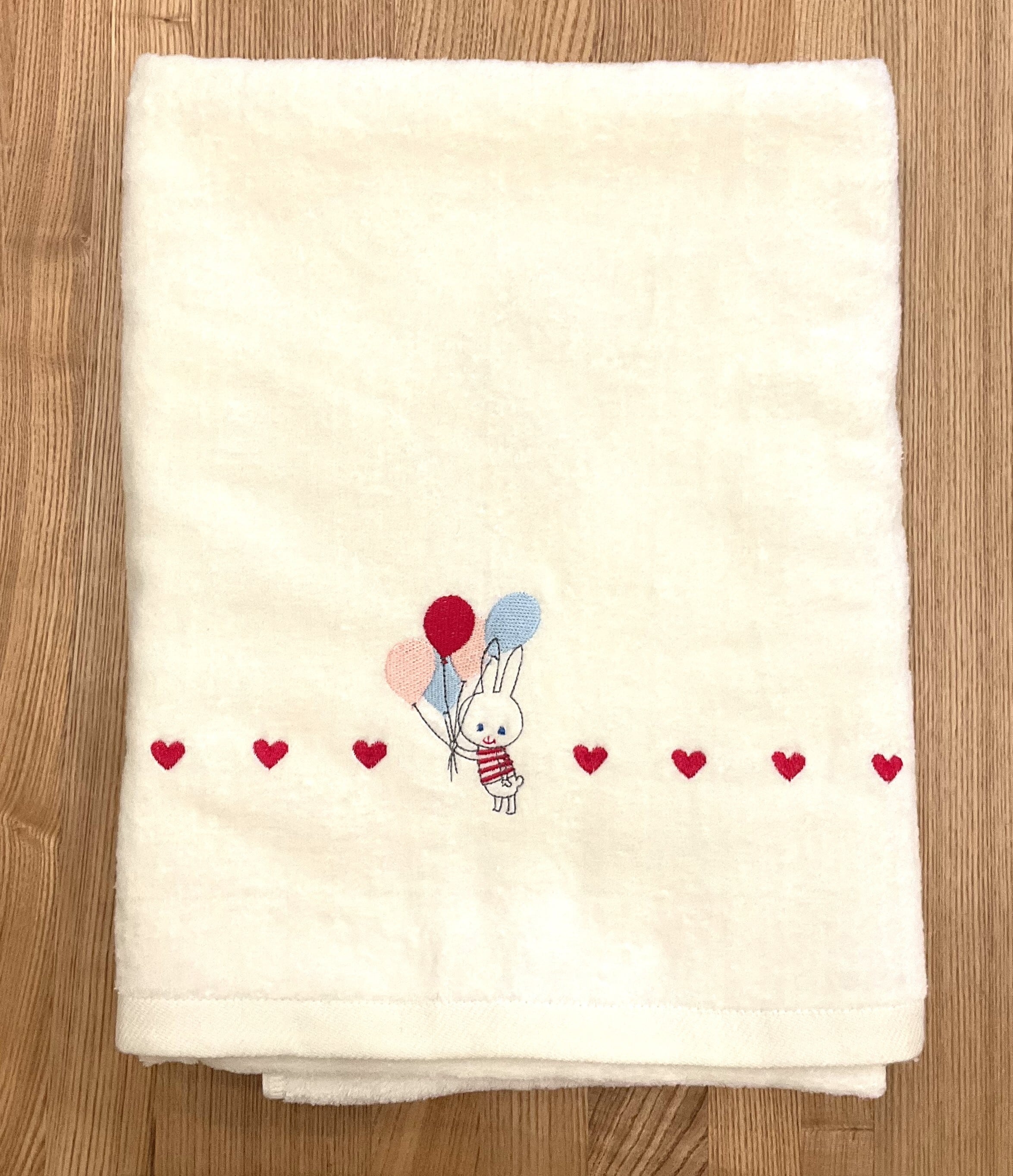 Shinzi Katoh バルーンラビット刺繍 ワイドバスタオル | うさぎ