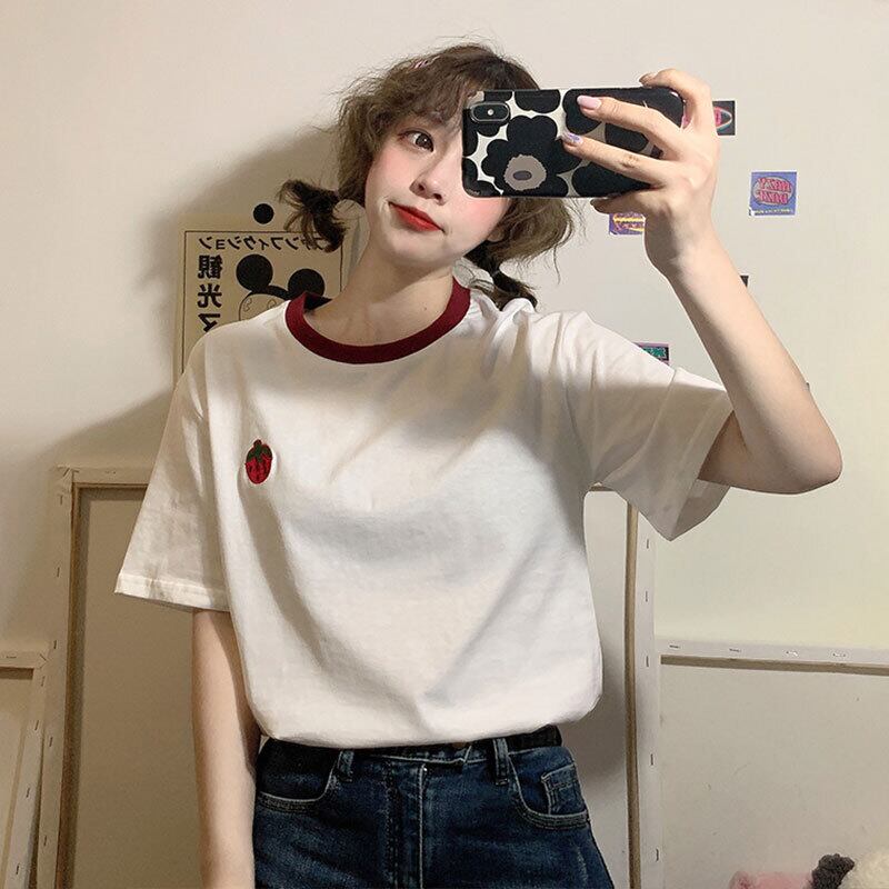 刺繍Tシャツ ルーズオータムトップス 秋物 萌量不足99649482397