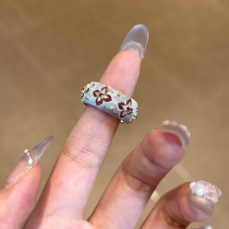 上品なブチェラッティ風 四つ葉のクローバー18Kメッキリング | hoshine