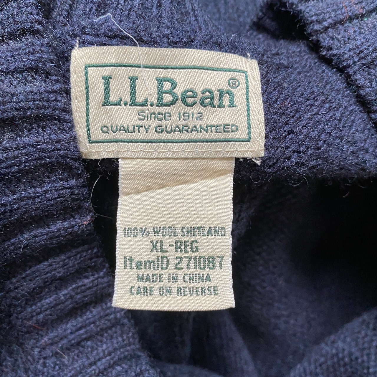L.L.Bean エルエルビーン シェットランドウール 無地 ニットセーター 