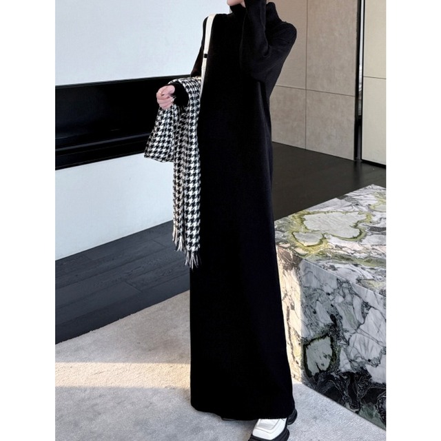 タートルネックニットワンピース 2color【L-3XL】　RA3078