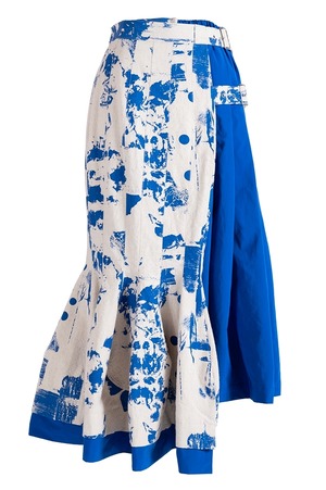 オーバーラップアシンメトリースカート Natural & Blue