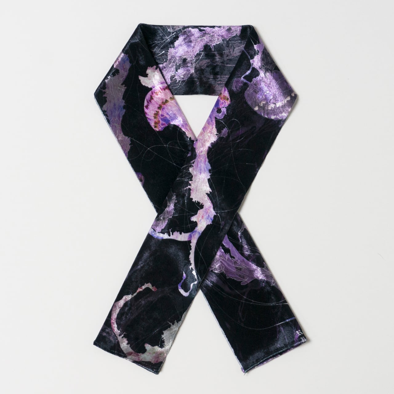 ベロア半襟 パープルストライプドジェリー　パープル