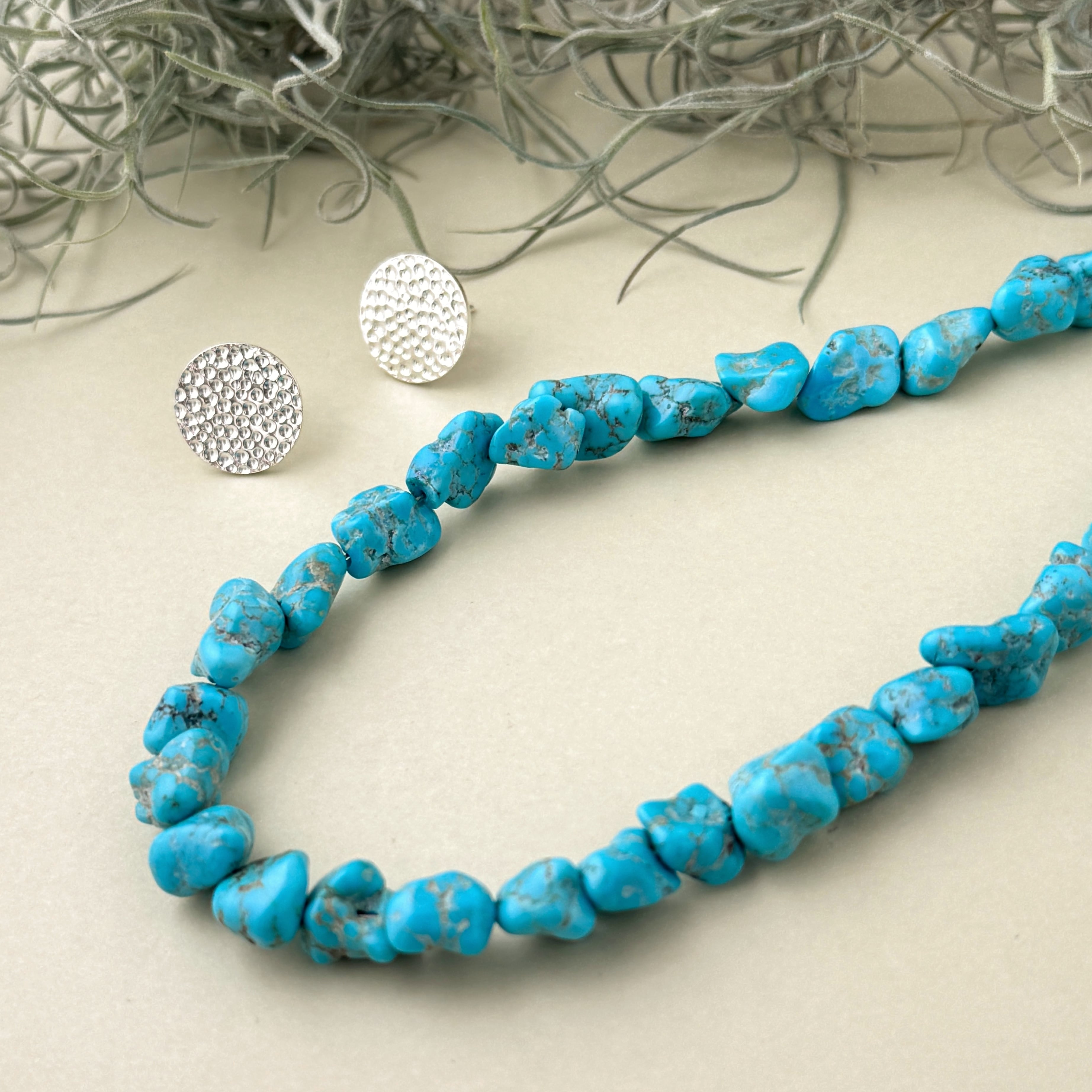 Indian Jewelry》【一点物】大粒 ラフカット ターコイズ ネックレス