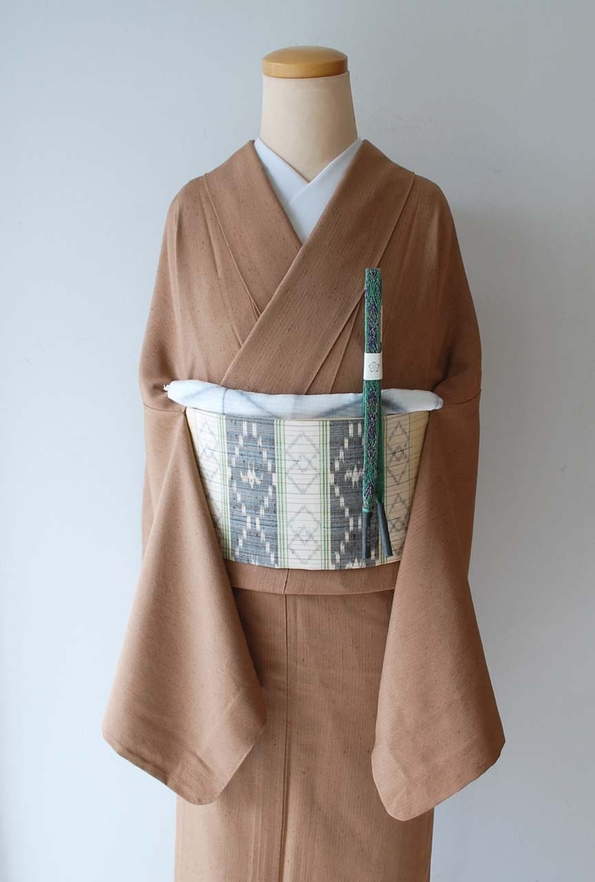 単衣】川村久太郎 古代柿渋染 駱駝色 単衣紬 | 大山キモノ・ちぇらうな
