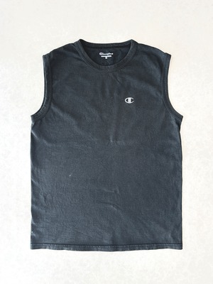 00s Champion チャンピオン ブラック ワンポイントロゴ ノースリーブTシャツ