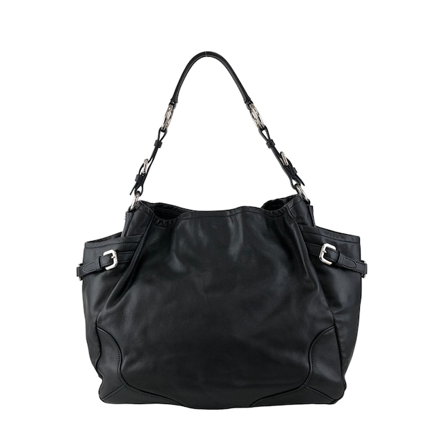 PRADA プラダ ハンドバッグ ブラック ロゴ レザー サイドポケット vintage ヴィンテージ オールド ab8g6p