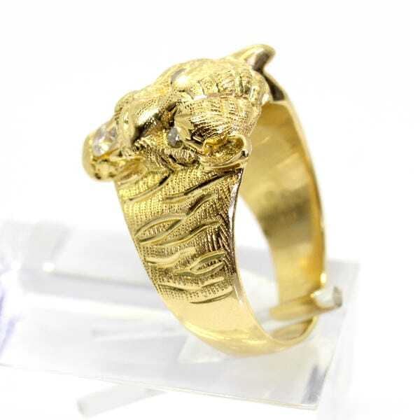 18金 ダイヤ 計0.25ct 虎彫 メンズリング 18.5号【中古】 | andoshoji