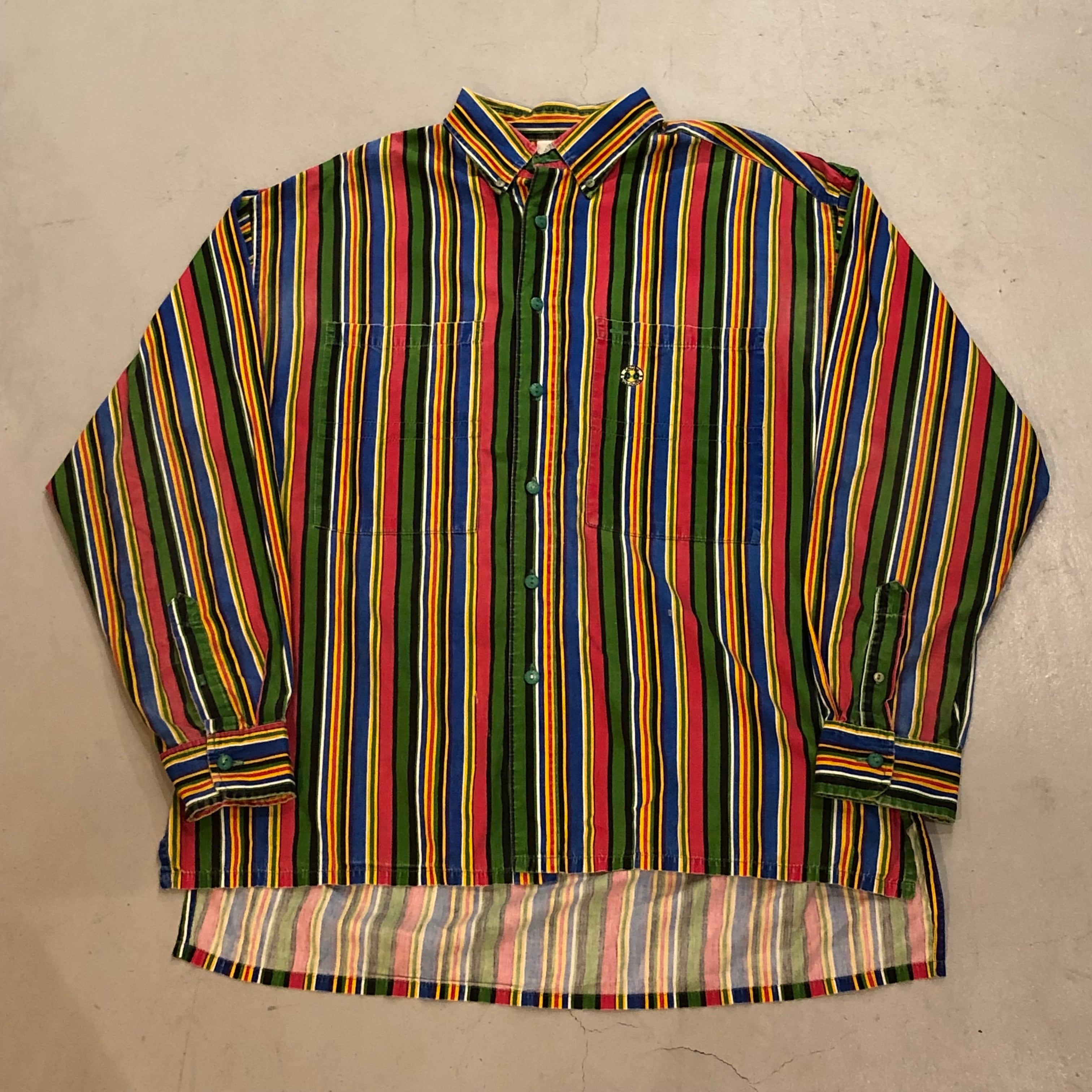 90s CROSS COLOURS B/D stripe L/S shirt【高円寺店】 | What'z up