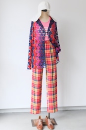 Colorful flower mesh lace cardigan