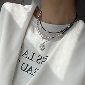 ［3色展開] 天然石 × パール ビーズネックレス ［SSN045］