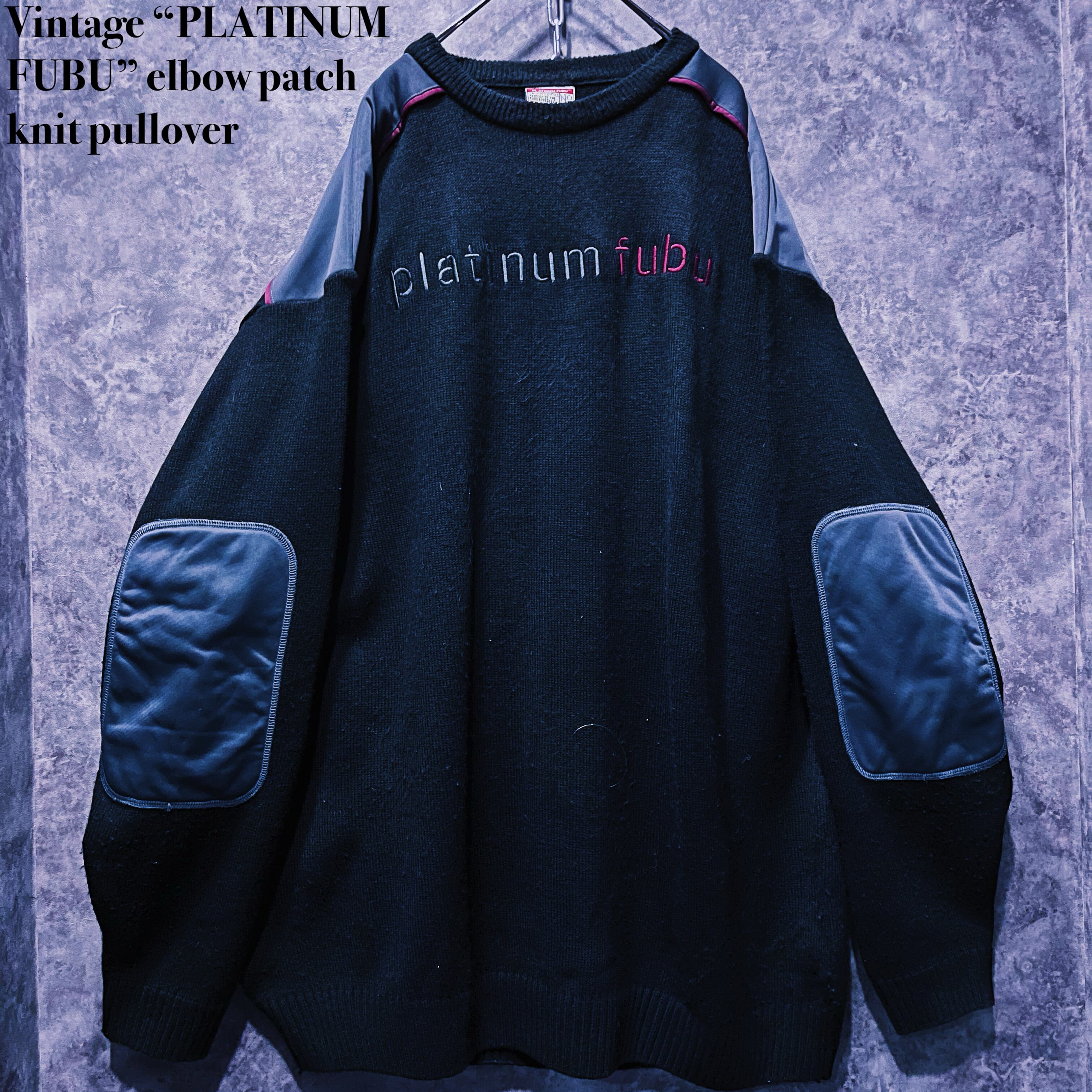 【doppio】vintage “PLATINUM FUBU” elbow patch knit pullover