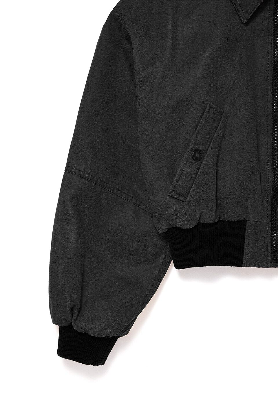 OPEN YY] PAPER LIKE CROP BOMBER, BLACK 正規品 韓国ブランド 韓国