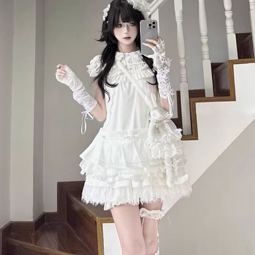 新作 予約商品】地雷系ゴスロリ 3層パニエ ふんわり サテン レース