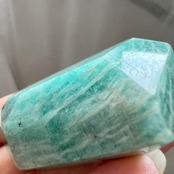 抽象画のような模様が個性的*アマゾナイト*ファセットハート型08*天然石インテリア*置き物