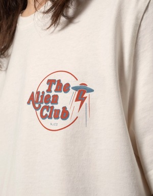 Nudie jeans 2022 ヌーディージーンズ SUMMER COLLECTION Roy Alien Club Chalk White プリントTEEシャツ