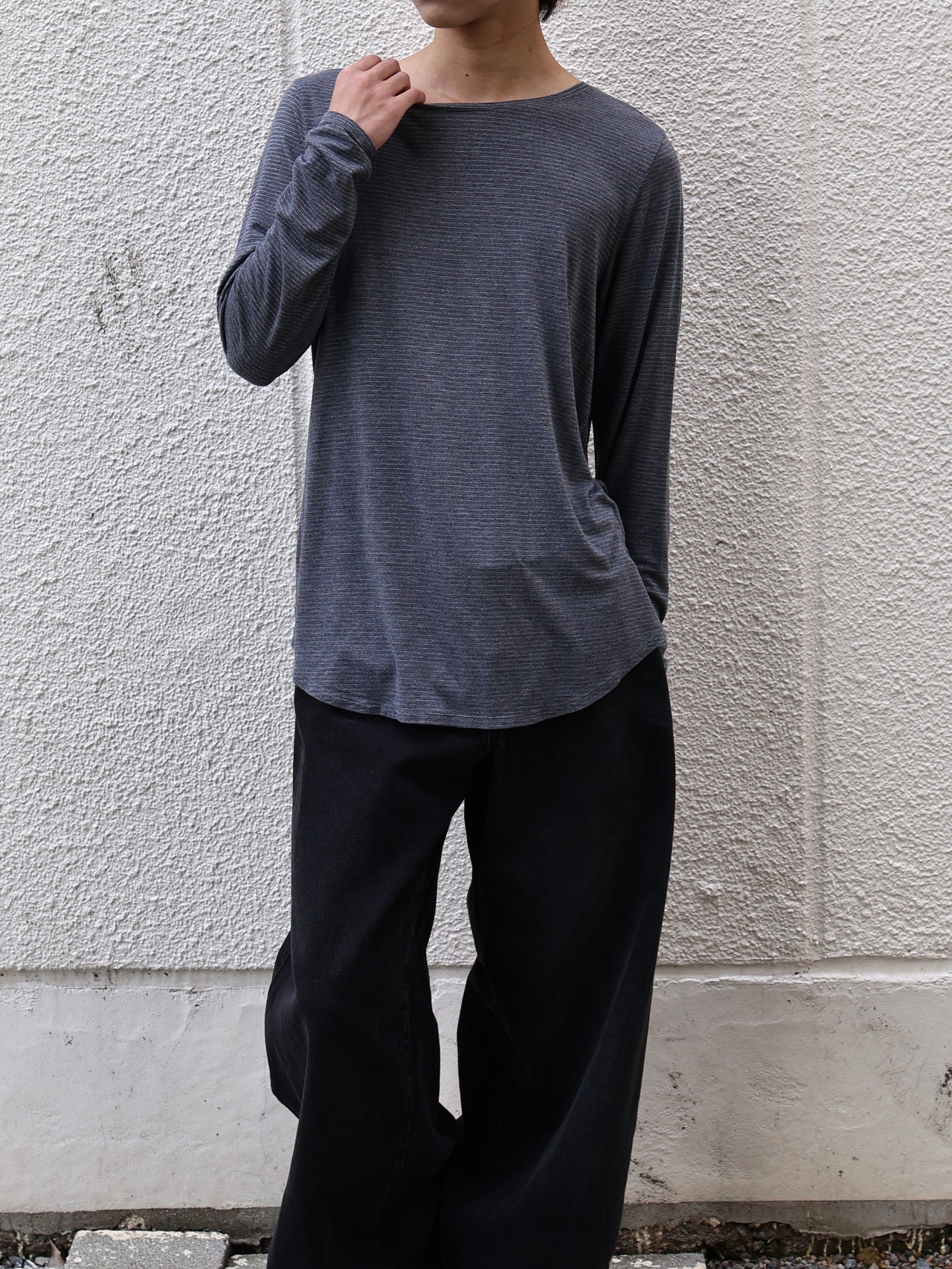 glitter border long sleeve top