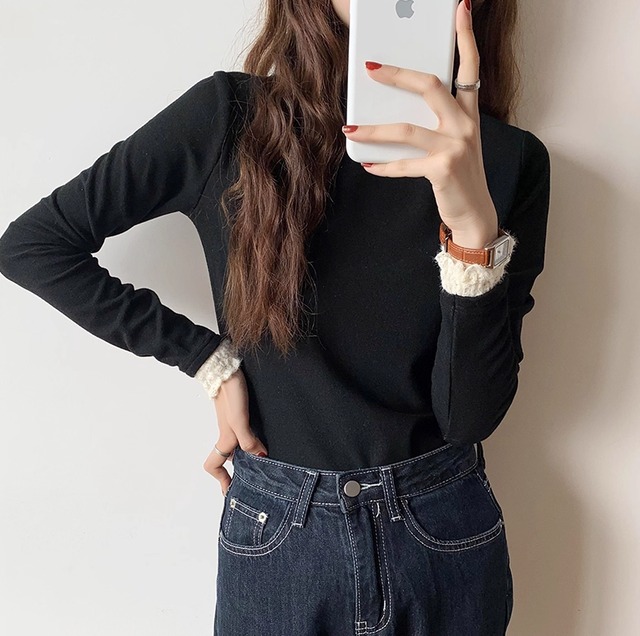 レディース トップス ニット セーター 長袖 ハイネック フェミニン フリル かわいい 大人可愛い 上品 おしゃれ ガーリー 存在感 抜け感 ラブリー キュート ナチュラル 無地 春 秋 デート お出かけ 女子会 休日 ショッピング コンサート ライブ お花見 カフェ ランチ ピクニック プチプラ 普段使い 着回し モテ 清楚 インスタ映え フェイクツーピース S M L XL 小さいサイズ 大きいサイズ カラバリ オートミール 黒 ブラック グレー 緑 グリーン ベーシックカラー 秋カラー