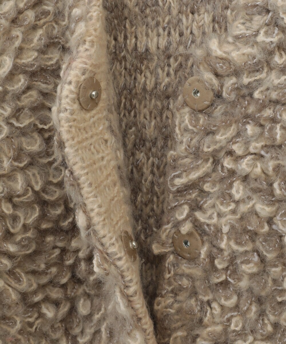 CLANE : MIX LOOP MOHAIR KNIT CARDIGAN 15106-2182 C/# BLACK , BEIGE