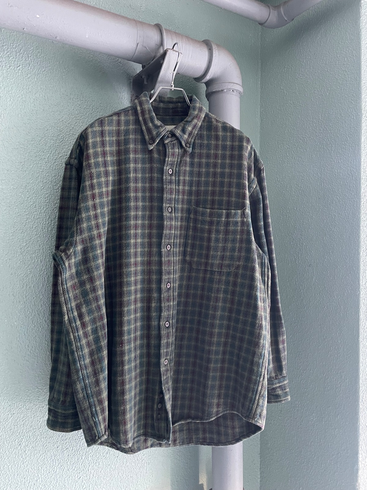Eddie Bauer Light Flannel Check Shirt, Men's Size XL cotton Beige type Vintage Second Hand