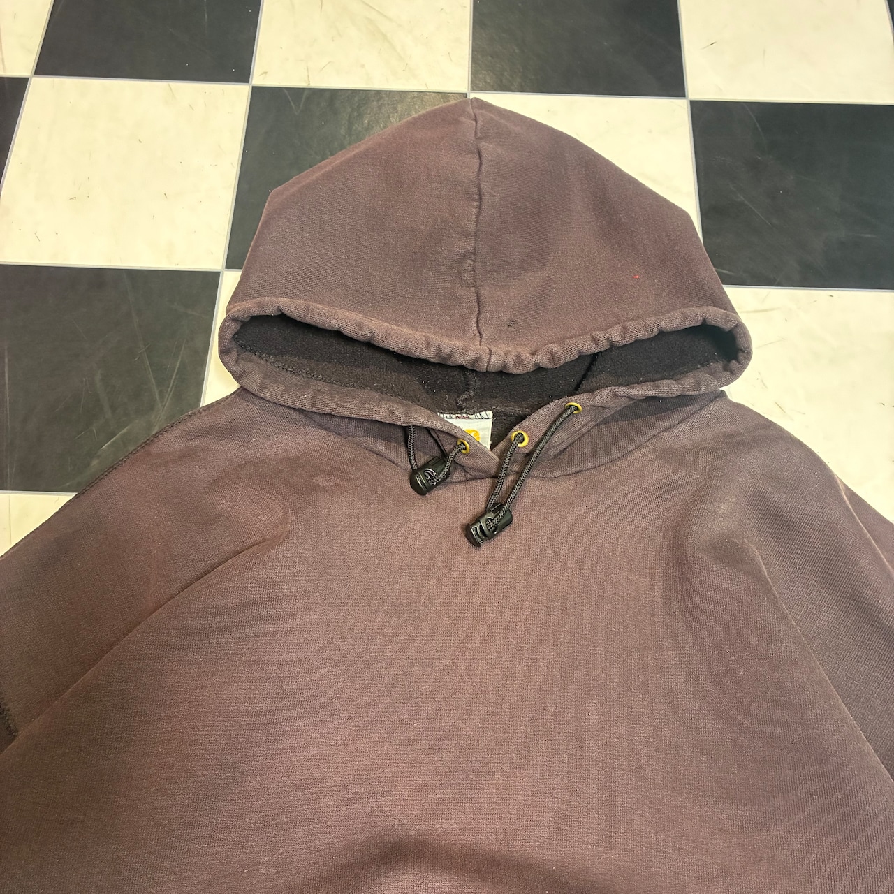 00s Carhartt プルオーバーパーカー フェードブラウン 刺繍ロゴ カーハート