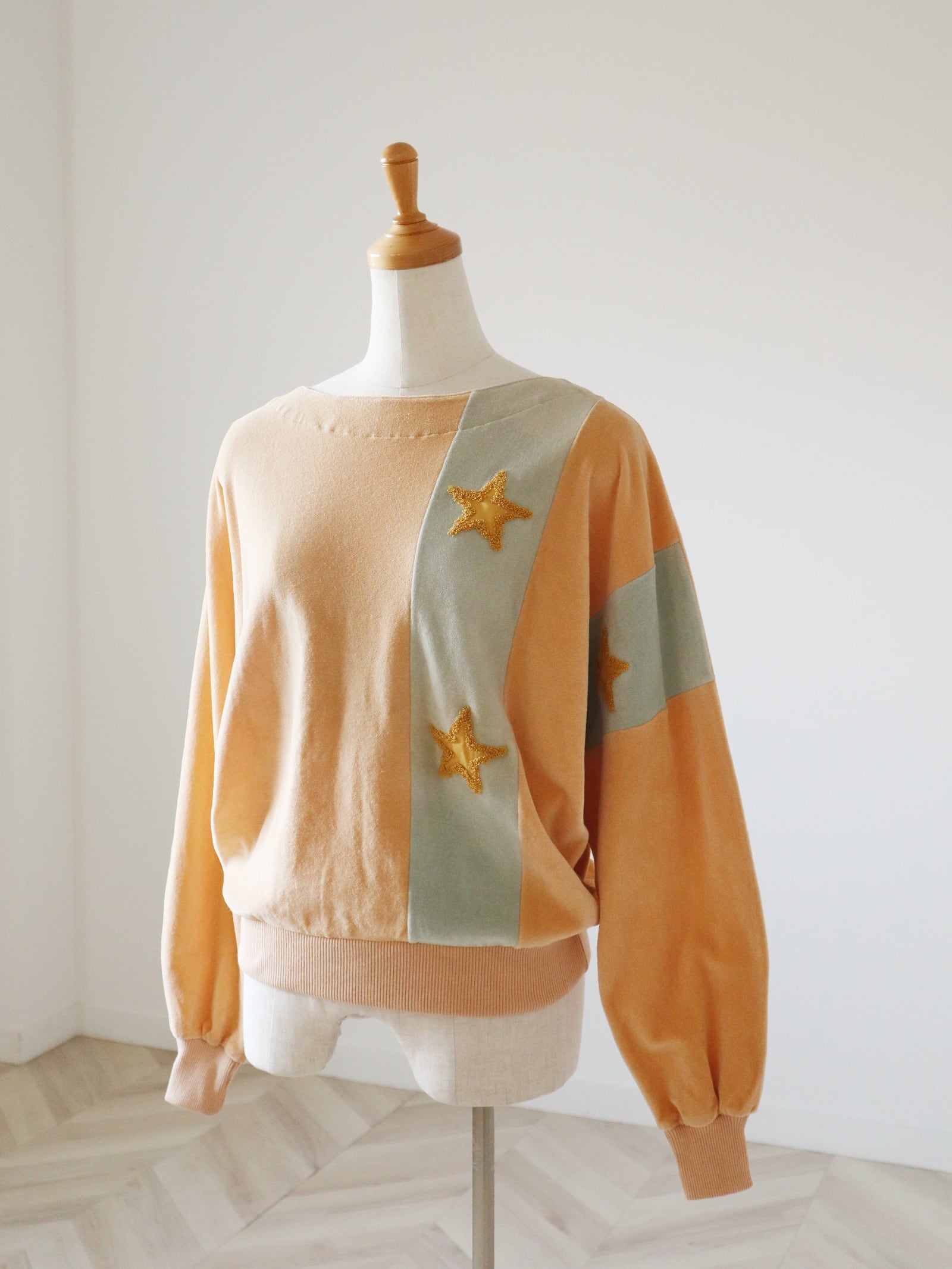 ●made in ITALY star pattern pile fabric tops