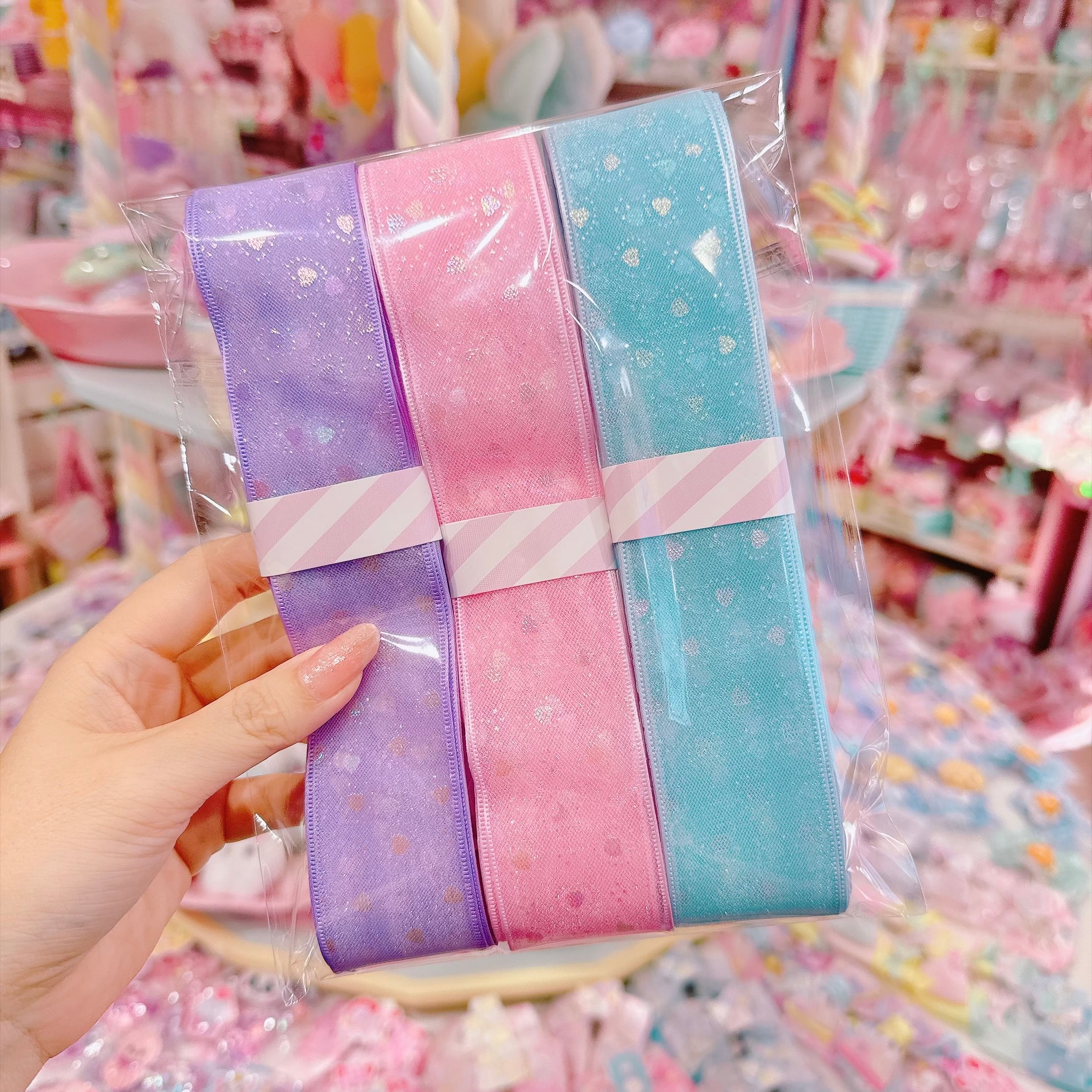 【特価】ファンシーハートリボン3種セット（5m×3）