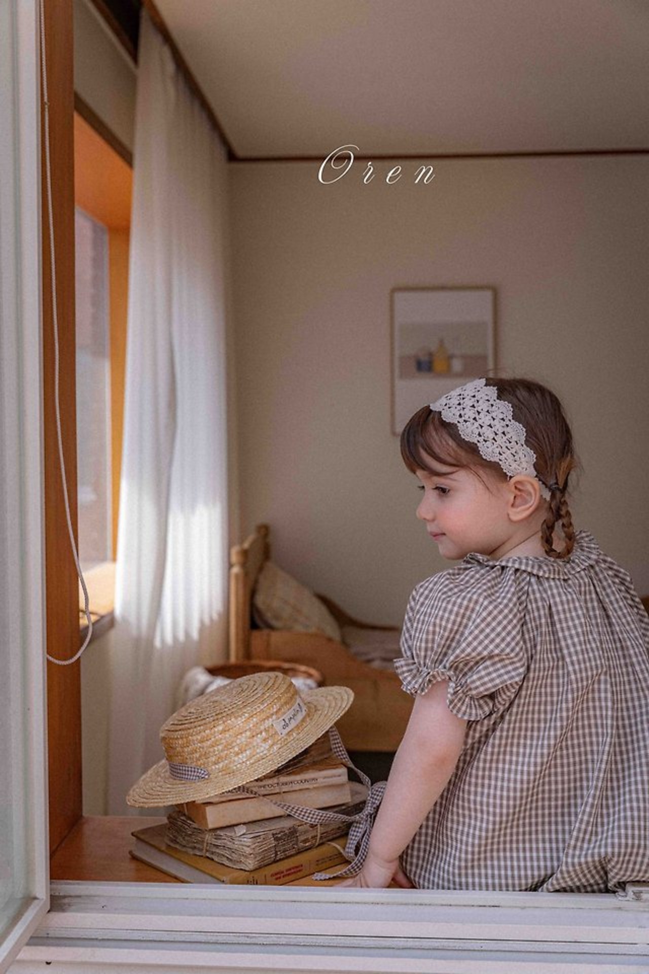 [Oren] French Check Smoking Dress Kids / [오렌] 프렌치체크스모킹원피스키즈