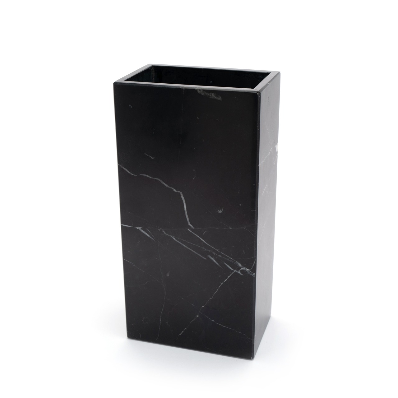 MARBLE SQUARE VASE - Black